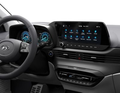 The 10.25’’ centre touchscreen and digital cluster in the all-new Hyundai BAYON compact crossover SUV.