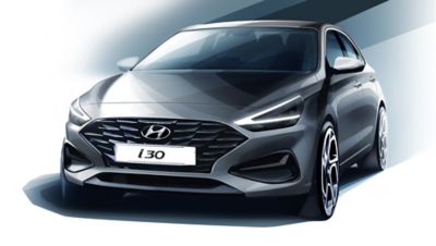 Sketch of the new Hyundai i30 design.