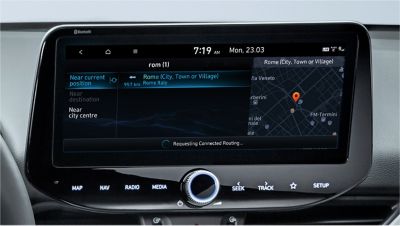 Image of the 10.25-inch screen of the new Hyundai i30, showing live point of interest