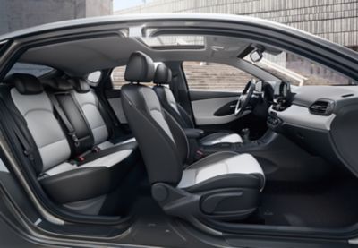 Interior view of the new Hyundai i30 Fastback, as seen from the passenger side.