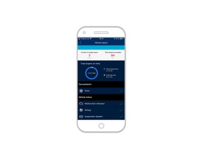 Screenshot of the Hyundai Bluelink iPhone app: vehicle report
