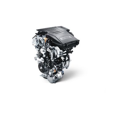Illustration of the petrol engine of the new Hyundai KONA Hybrid compact SUV.