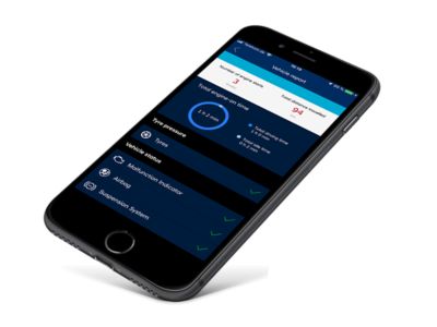 Obrázok smartfónu s aplikáciou Hyundai Bluelink® Connected Car Services.