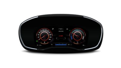 A picture of the new Hyundai SANTA FE Plug-in Hybrid's new 12.3" fully digital cluster.