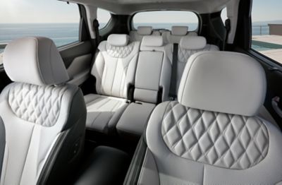 Interior view of all the seats inside of the new Hyundai SANTA FE Plug-in Hybrid 7 seat SUV.