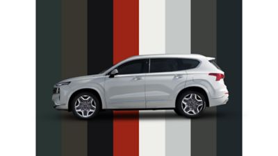 The multiple color options of the new Hyundai SANTA FE Plug-in Hybrid 7 seat SUV.