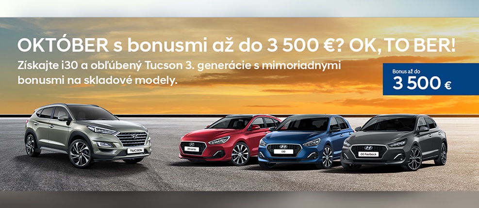 modelov i30, Kona a Tucson s bonusom až do 3 500 €.